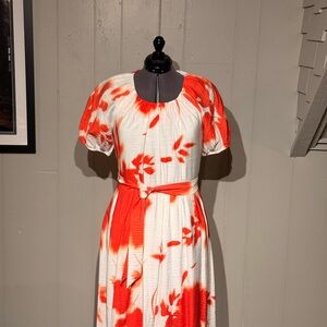 Simply Vera Vera Wang Red and White Floral Midi Dress